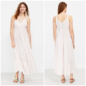 NEW Ann Taylor LOFT Beach Striped Ruched Strap Maxi Dress Size XS